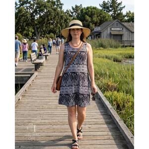 Simple Fun Women’s Sleeveless Paisley Print‎ Dress Size Large NWT